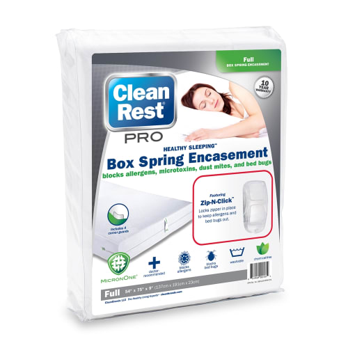 CleanRest PRO Box Spring Encasement, 100% Polyester, Full, 54x75, Depth up to 9", White